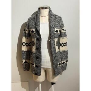 TNA 100% Lambswool Cowichan Cardigan Women's Size S Cozy Button Up‎